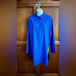 NWOT Button Down Shirt Dress. Beach Blue, Size Large.